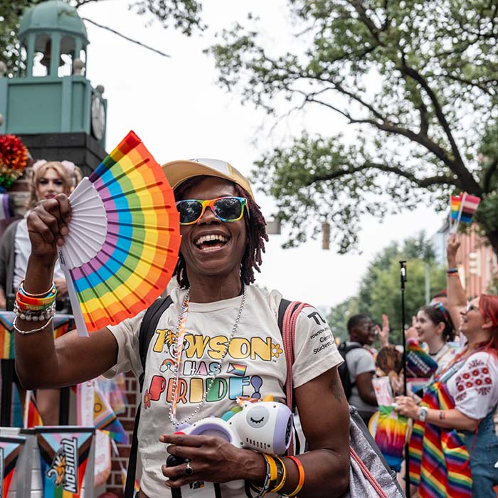 TU student at the pride parade