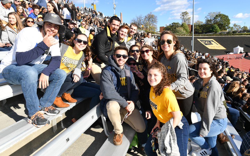 students at a football game