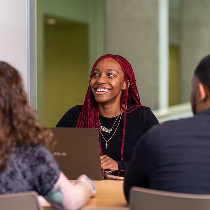 students talking to each other