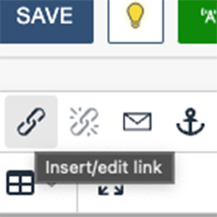 Screenshot of the insert link icon in modern campus CMS