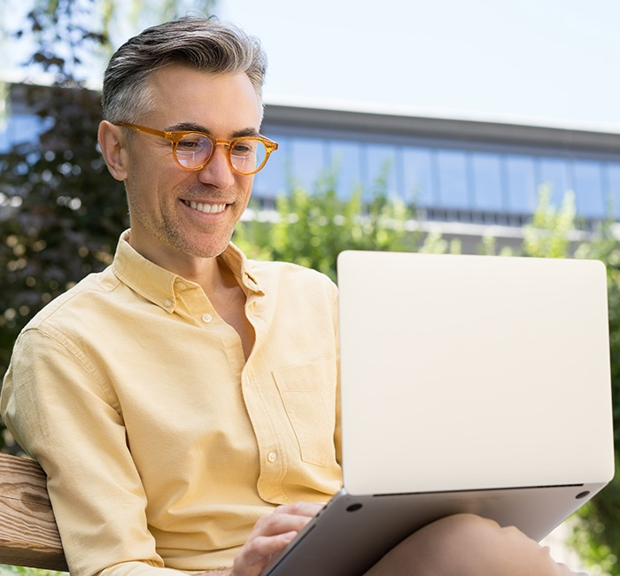 Man doing work on a laptop